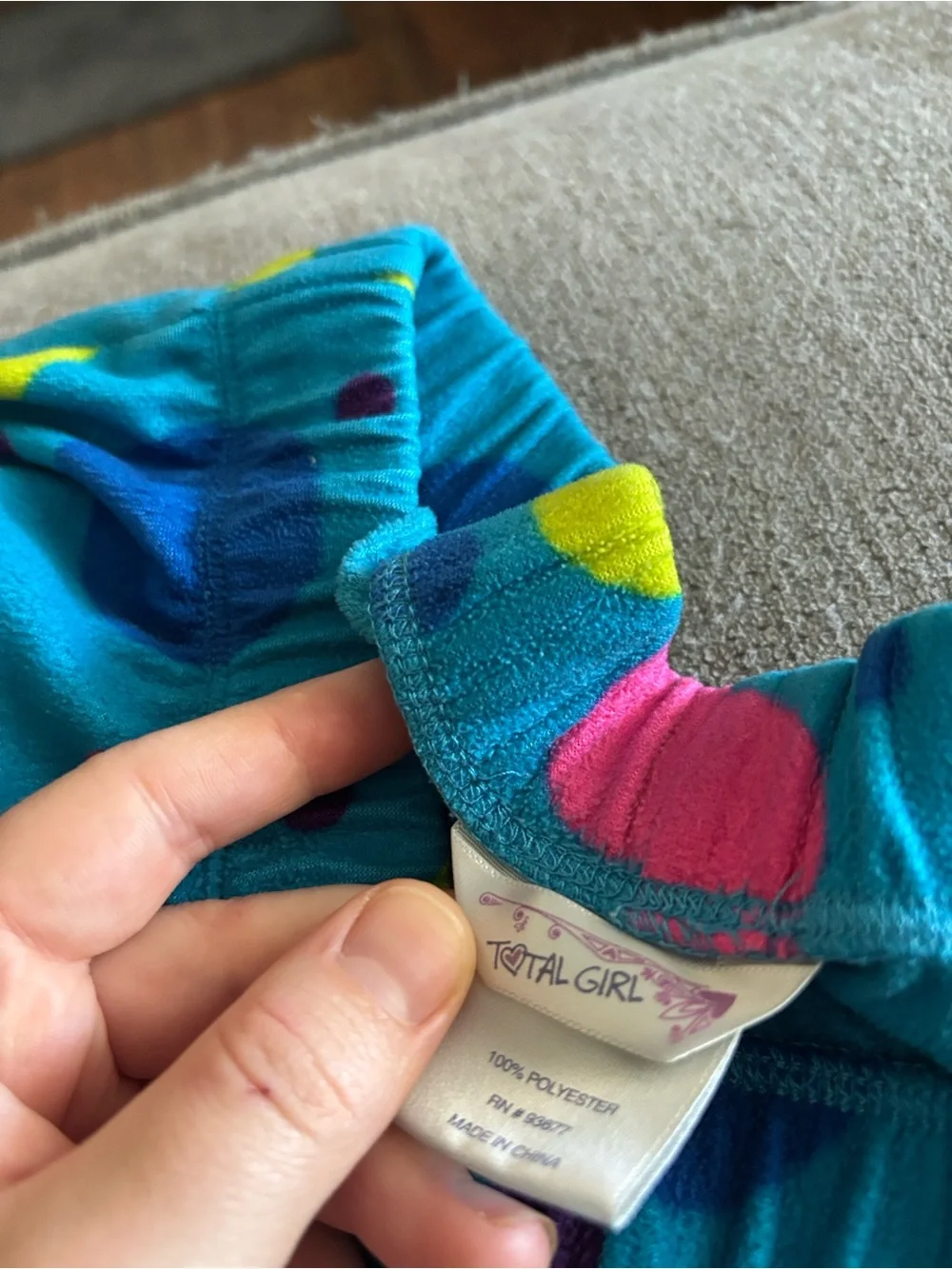 Justice Bright Blue Pajama Pants with Multicolor Polka Dots